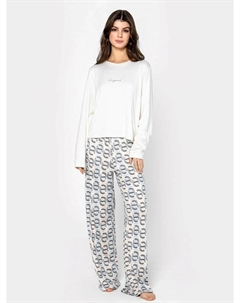 Комплект женский (джемпер, брюки) молочный с принтом "цепи" Mark formelle