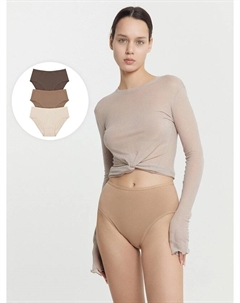 Трусы женские макси набор (3 шт.) в бежевых цветах Mark formelle