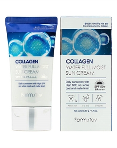 Крем для лица увлажняющий солнцезащитный с коллагеном SPF50+/PA++++ Collagen Water Full Moist Sun Cream 50 Farmstay