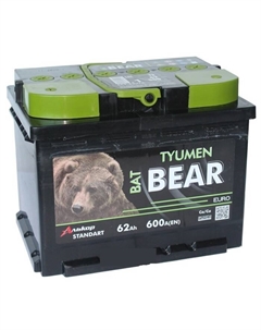 Автомобильный аккумулятор Batbear 62 Ач 6СТ-62VLA Ca/Ca, прямая полярность Tyumen batbear