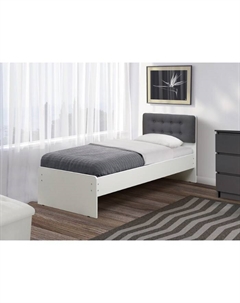 Кровать односпальная №6, с мягким изголовьем, 900×2000 мм, велюр, цвет белый 032 Матрица