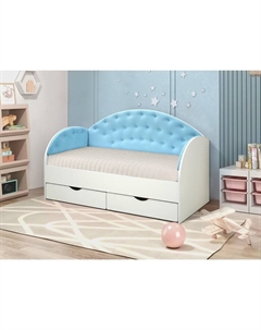 Кровать односпальная «Софа 10.1», без бортика, 800×1900 мм, велюр, цвет белый/бирюзовый Матрица