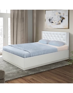 Кровать односпальная «Венеция 12.2», с мягким изголовьем, 1200×2000 мм, экокожа, цвет белый/ясень кремовый матовый Матрица