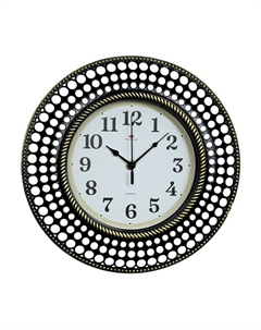 Часы настенные интерьерные, бесшумные, d-29 см, чёрные с золотом Рубин