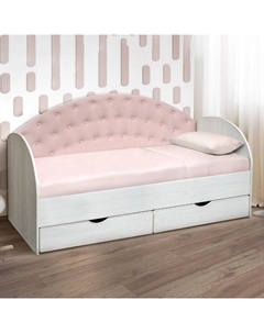 Кровать односпальная «Софа 10», без бортика, 800×1600 мм, велюр цвет ясень анкор светлый/пудровый Матрица