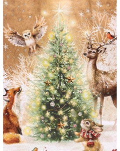 Подарочные пакеты новогодние крафт «Сказка», 26×32×12 см, Набор 5 шт. Upak land