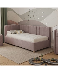 Кровать - тахта «Помпиду», левая, с подъёмным механизмом, 900×1900 мм, премиум велюр, цвет пыльная роза Архитектория