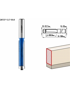 Фреза кромочная 28727-12.7-50.8, с подшипником, хвостовик d = 12 мм, 12.7 x 50.8 мм Зубр
