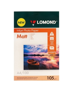 Фотобумага для струйной печати А4, 100 листов, 105 г/м2, односторонняя, матовая Lomond