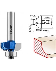 Фреза кромочная 28702-22.2, калевочная №2, R = 4.8 мм, 22.2 x 8 мм Зубр
