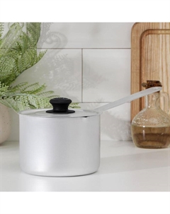 Ковш алюминиевый, 1 л, металлическая ручка, металлическая крышка, цвет серый Белая калитва