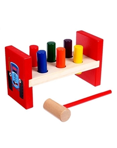 Игрушка деревянная «Синий трактор» стучалка Буратино