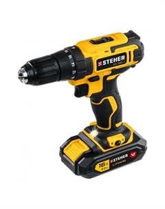 Дрель шуруповерт щеточный Cd=160-1, 350-1350 об/мин, 1 АКБх2 Ач, 2 скор., 35 Нм Steher