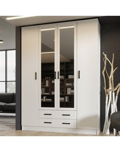 Шкаф четырехстворчатый «Квадро», 1600×487×2200 мм, цвет белый Эра