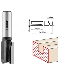 Фреза пазовая 28780-12-19, прямая, хвостовик d = 8 мм, 12 x 19 мм Зубр