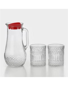 Набор питьевой стеклянный «Крист», 3 предмета: кувшин 1,2 л, стакан 350 мл Хрустальный звон