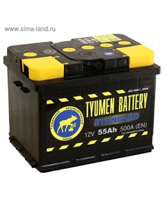 Автомобильный аккумулятор Тюмень 55 Ач 6СТ-55L, Standard Tyumen battery