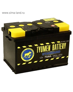 Автомобильный аккумулятор Тюмень 70 Ач, обратная полярность 6СТ-70L, Standard Tyumen battery