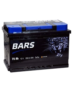 Автомобильный аккумулятор BARS 75 Ач 6СТ-75.1 VL, прямая полярность Барс