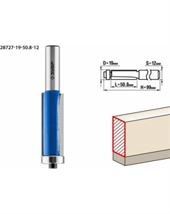 Фреза кромочная 28727-19-50.8-12, с нижним подшипником, хвостовик d = 12 мм, 19x50.8 мм  95752 Зубр