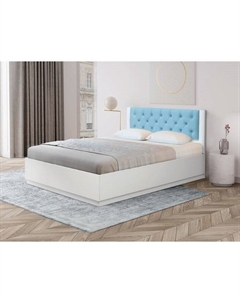 Кровать двуспальная «Венеция 12.1», с подъёмным механизмом, 1400×2000 мм, цвет МДФ белый матовый/ткань велюр 011 Матрица