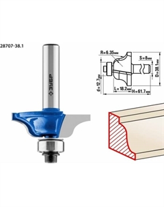 Фреза кромочная 28707-38.1, калевочная №6, R = 6.3 мм, 38.1 x 18 мм Зубр