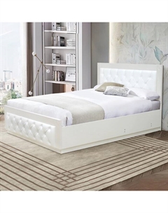 Кровать односпальная «Венеция 13.1», с подъёмным механизмом, 1200×2000 мм, цвет ЛДСП белый/МДФ ясень кремовый/экокожа белый Матрица