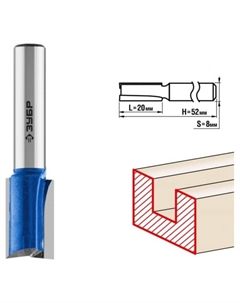 Фреза пазовая 28755-12-19, прямая, с подрезателями, хвостовик d = 8 мм, 12 x 19 мм Зубр