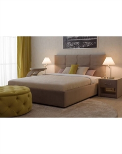 Кровать двуспальная «Пантеон», с подъёмным механизмом, с мягким изголовьем, 1800×2000 мм, велюр, цвет пески касабланка Архитектория