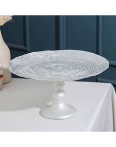 Блюдо сервировочное «Античная роза», d=28 см, на ножке, цвет платиновый Akcam