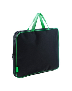 Папка с ручками текстильная А4, "Офис, 350 х 265 х 45 мм, ПМД 2-42, чёрная/салатовая Calligrata