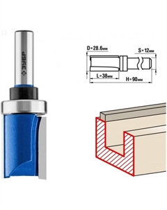 Фреза пазовая 28756-28.6-38-12, прямая, хвостовик d = 12 мм, 28.6 x 38 мм Зубр