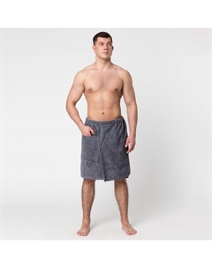 Полотенце банное "Килт с карманом" 50х150 см, цвет серый, 100% хлопок, 320 г/м2 Экономь и я