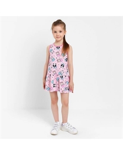 Платье для девочки, цвет розовый/зверята, рост 116 см Юниор текстиль