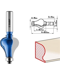 Фреза кромочная 28718-32, фигурная №7, хвостовик d = 12 мм, 32 x 38 мм Зубр