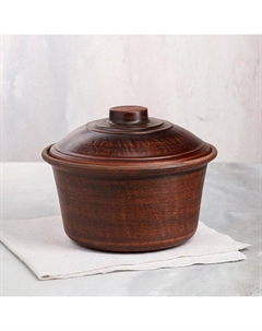 Кастрюля с крышкой "Гладкая", без ручек,, 2 л Красная глина