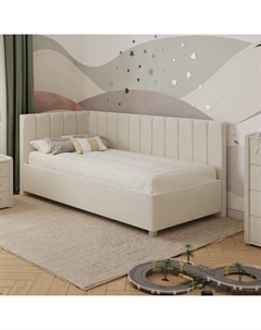 Кровать - тахта «Помпиду», левая, с подъёмным механизмом, 900×1900 мм, премиум велюр, цвет лепестки ландыша Архитектория