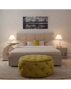 Кровать двуспальная «Пантеон», с подъёмным механизмом, с мягким изголовьем, 1700×2000 мм, велюр, цвет песчаный бриз Архитектория