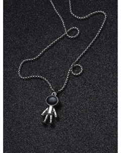 Кулон «Космонавт» человечек, чёрный в серебре, 70 см Qf