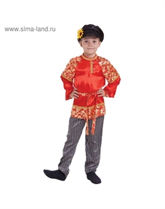 Русский народный костюм для мальчика "Хохлома с золотом", р-р 60, рост 116 см Страна карнавалия