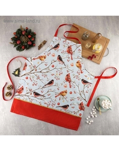 Фартук «» Winter birds, 60×70 см, 100% хлопок, саржа 190 г/м² Этель