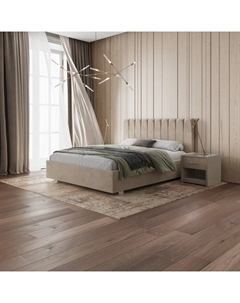 Кровать двуспальная «Алькасар», с мягким изголовьем, 1600×2000 мм, обивка велюр, цвет песчаный бриз Архитектория