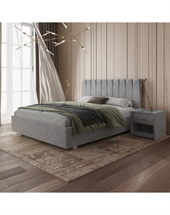 Кровать двуспальная «Алькасар», с мягким изголовьем, 1500×2000 мм, обивка велюр, цвет звёздная пыль Архитектория