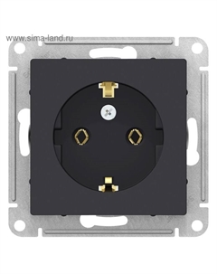 Розетка SE ATLASDESIGN, 16 А, 250 В, встраиваемая, с з/к, IP20, карбон, ATN001043 Schneider electric