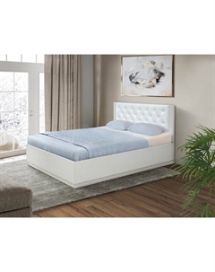 Кровать односпальная «Венеция 12.2», с мягким изголовьем, 1400×2000 мм, экокожа, цвет белый/ясень кремовый матовый Матрица