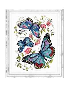 Набор для вышивания крестом «Синие бабочки» Чудесная игла