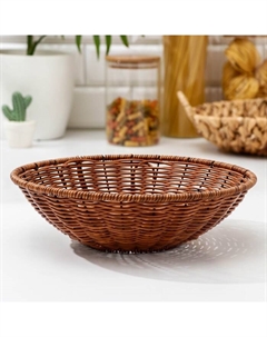 Корзинка для подачи «Огайо», d=27 см, круглая, цвет коричневый Доляна