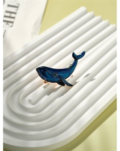 Брошь «Кит», цвет синий в золоте Qf