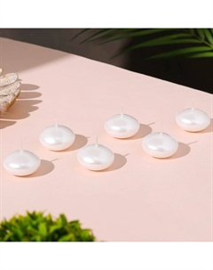 Набор плавающих свечей "Овал", 6 штук, перламутровая, 4×2см Дарим красиво