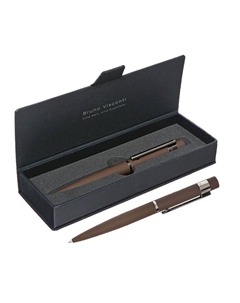 Ручка шариковая поворотная, 1.0 мм, VERONA, стержень синий, металлический корпус Soft Touch коричневый, в футляре из экокожи Brunovisconti